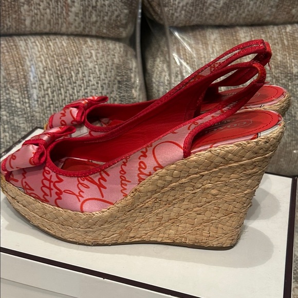 Coach Signature Red Espadrille Wedges - Picture 4 of 6